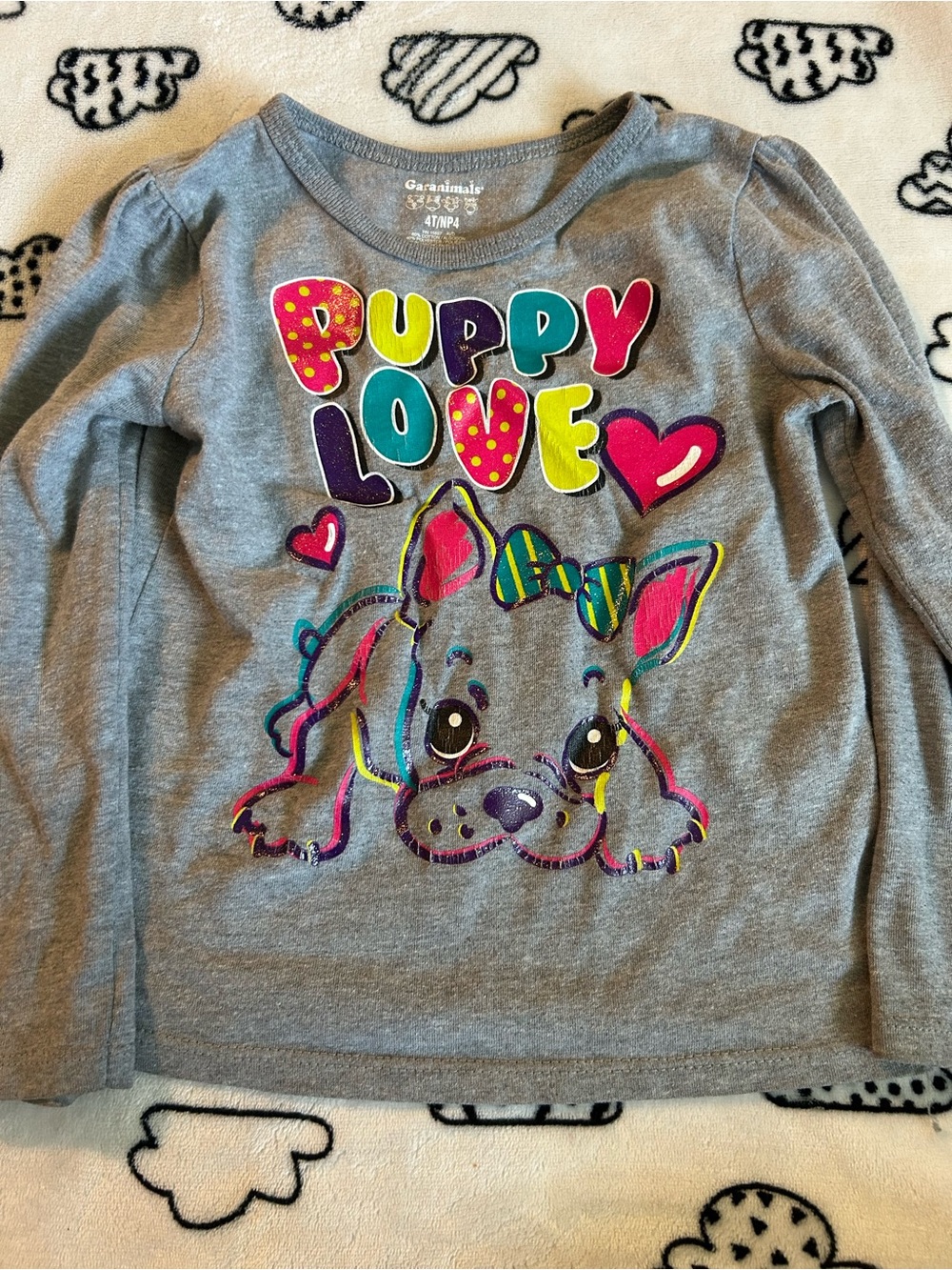Garanimals Gray Long-Sleeve 'Puppy Love' Graphic Tee with Bright Accents